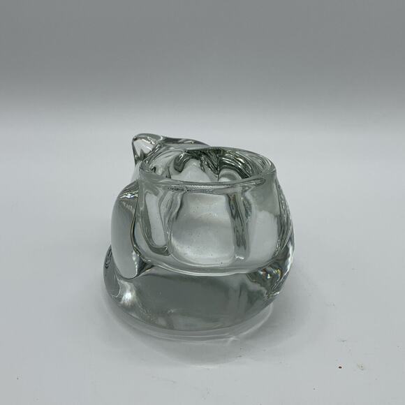 Vtg Indiana Glass Clear Sleeping Kitty Cat Votive Tealight Holder Paper Weight - Picture 5 of 11